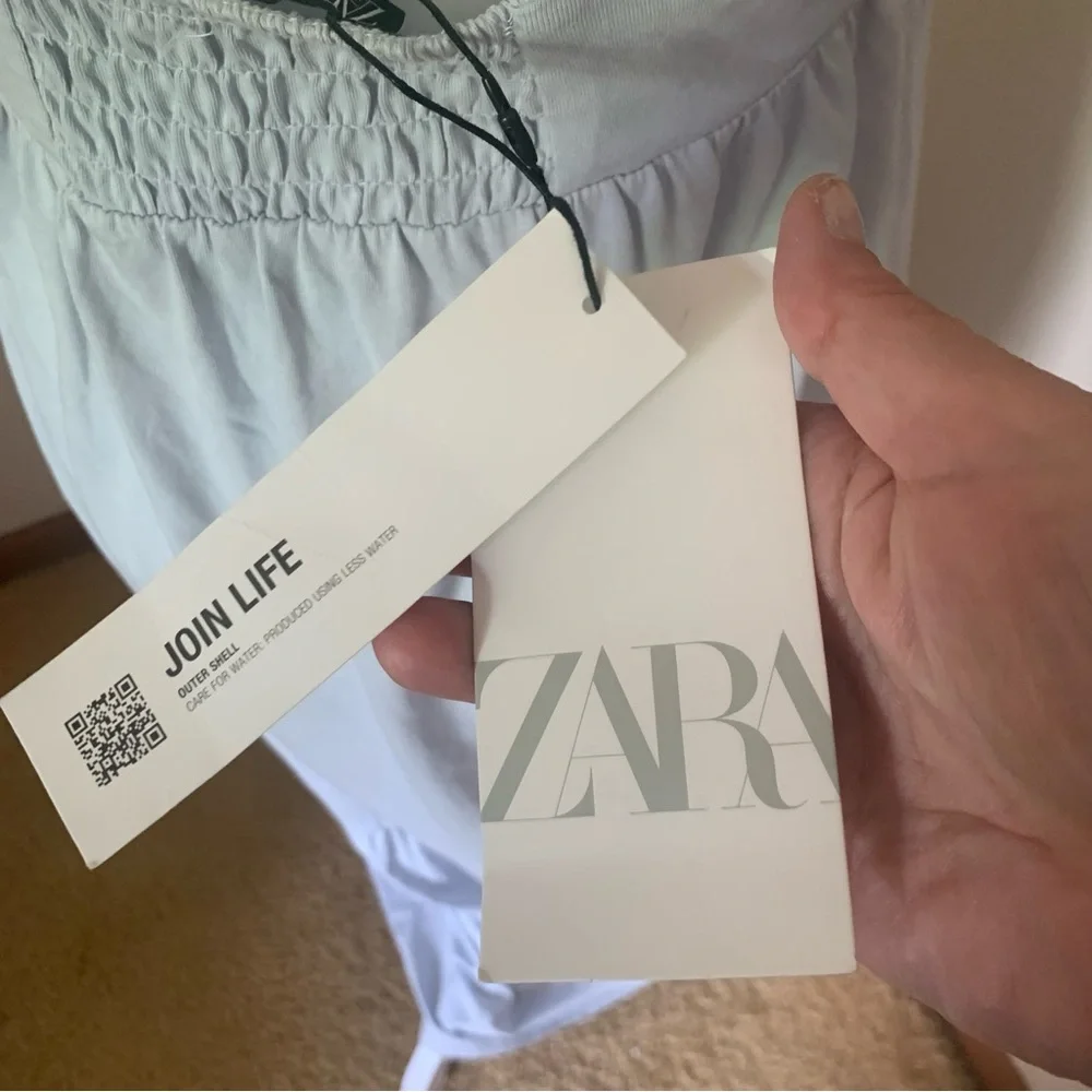 Zara Maxi with Keyhole Opening Smocked Back in Light Blue Size Large NEW! - Picture 7 of 9